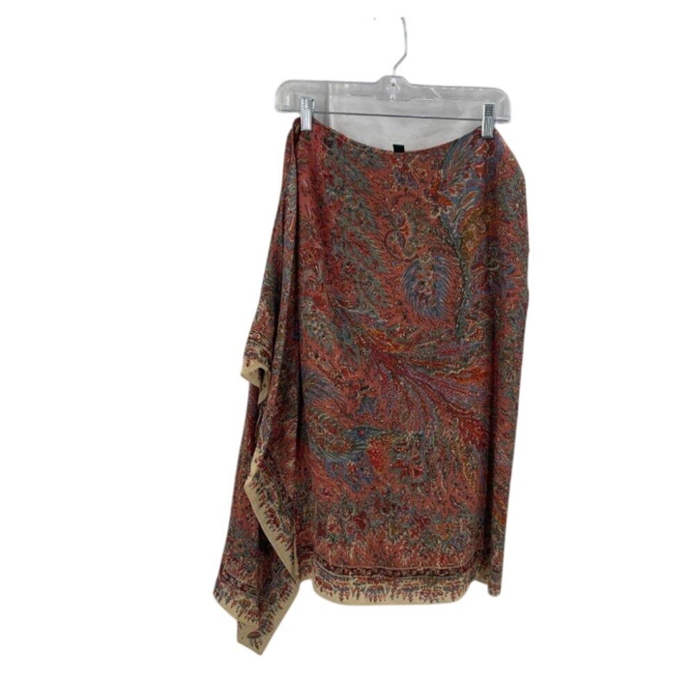 Vintage Ralph Lauren Silk Linen Tapestry Wrap Skirt NWT